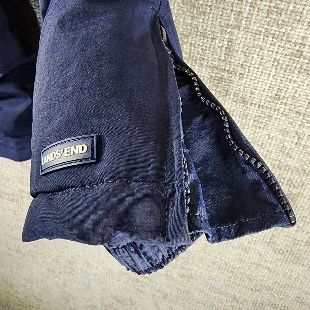 Lands' End Squall Snow Pants Bibs Youth 5 Navy Blue Reinforced Iron Knees & Seat